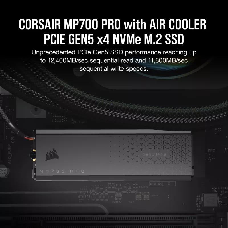 CORSAIR MP700 PRO - SSD - 1TB - sisemine - M.2 2280 - PCI Express 5,0 x4 (NVMe) - 256-bitine AES (CSSD-F1000GBMP700PRO)