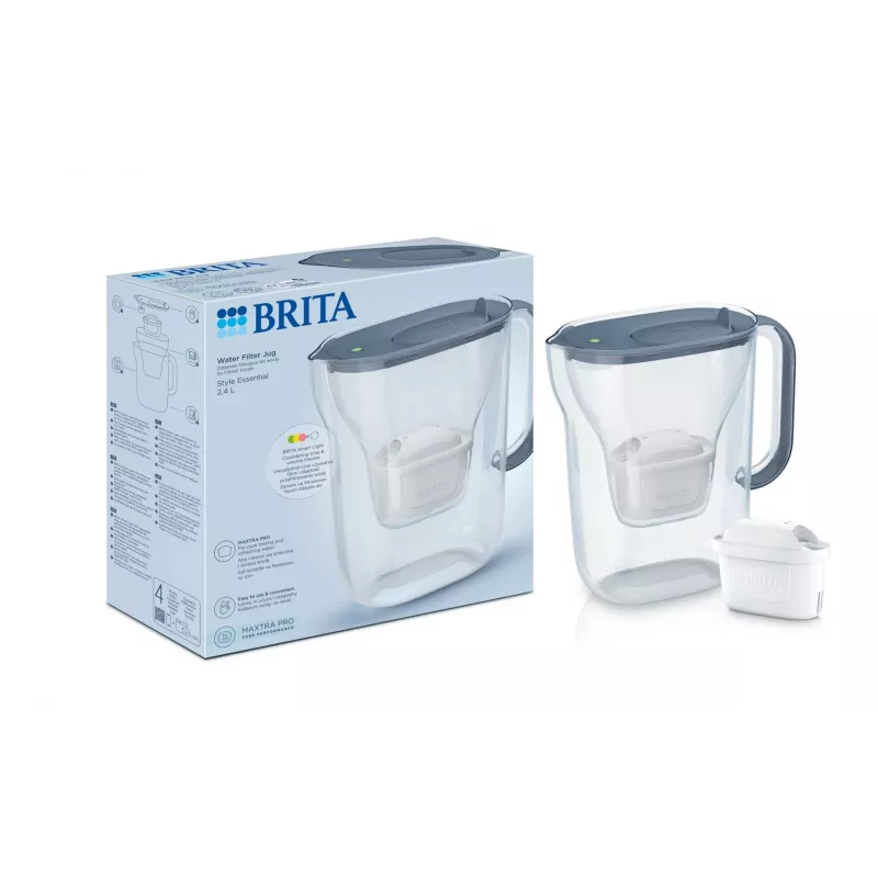 Veefiltrikann BRITA Style Essential 2.4 L Graphite — kann MAXTRA kassetiga, Smart Light, 1.4 L filtreeritud maht