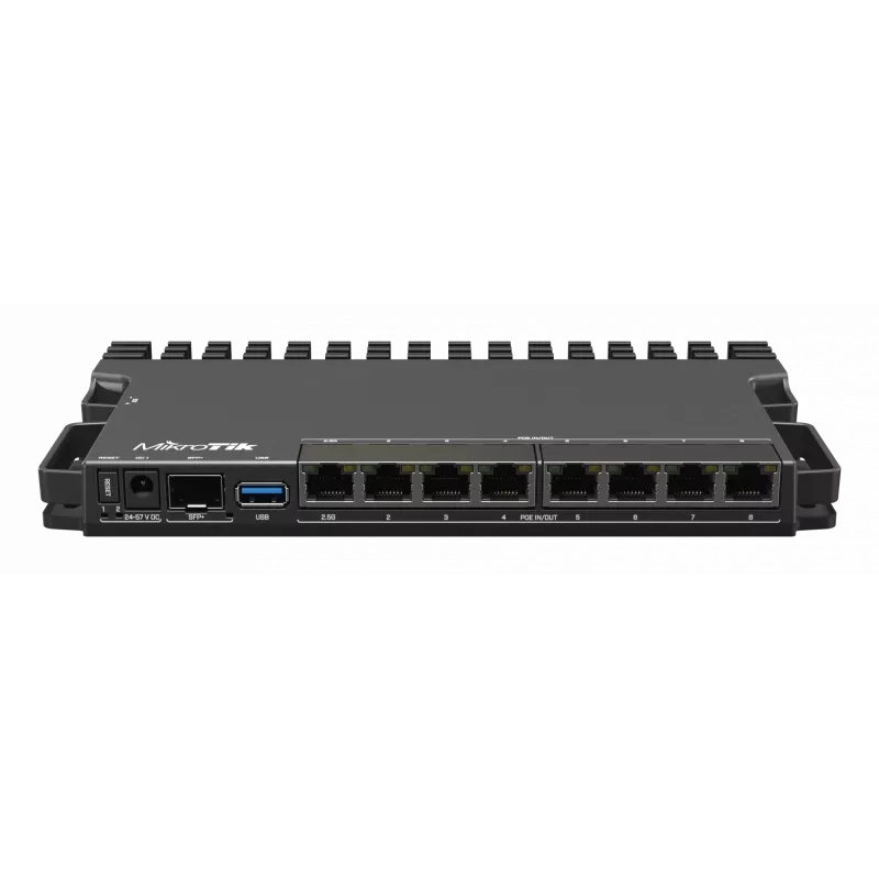 Juhtmega ruuter MikroTik RB5009UPR+S+IN — 8x RJ-45 PoE porti, 2,5GbE, SFP+ pesa, RouterOS