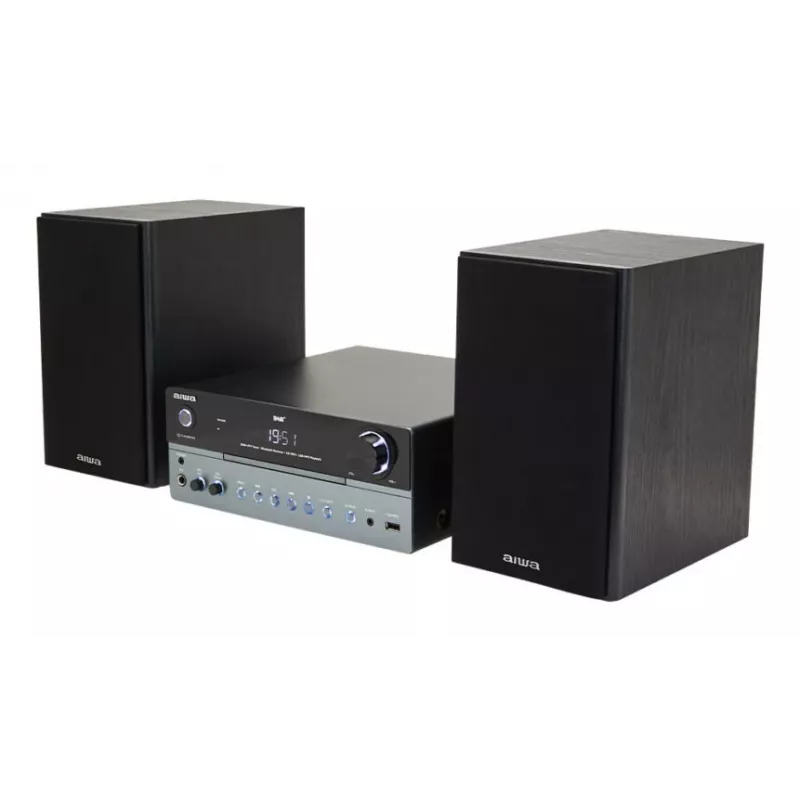 Kodune audiorikrosüsteem Aiwa MSBTU-700DAB — 25 W RMS, DAB+/FM, Bluetooth 10 m, plaadisahtliga CD, LED-ekraan, must/arktiline sinine