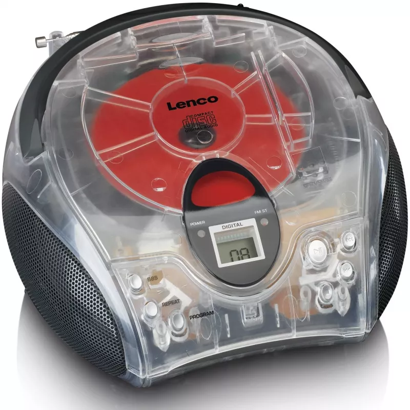 Kaasaskantav raadio ja CD-mängija Lenco SCD-24TR — FM, 4W väljund, LCD, teleskoopantenn, vahelduvvool/alalisvool, 6×C patareid