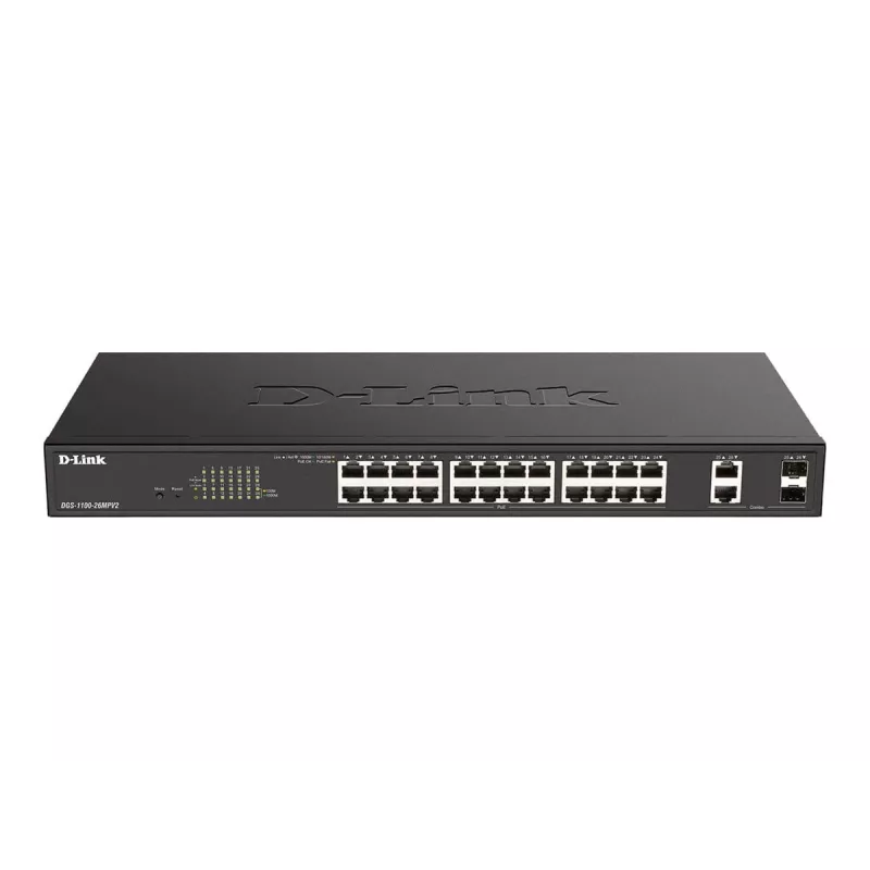 D-Link DGS-1100-26MPV2/E võrgukommutaator hallatav L2 Gigabit Ethernet (10/100/1000) Power over Ethernet (PoE) must