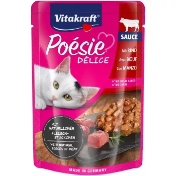 Märg kassitoit Vitakraft Poésie Delice — veiseliha, 85 g kotike, täiskasvanud kassidele, 84% niiskust, 8% valku