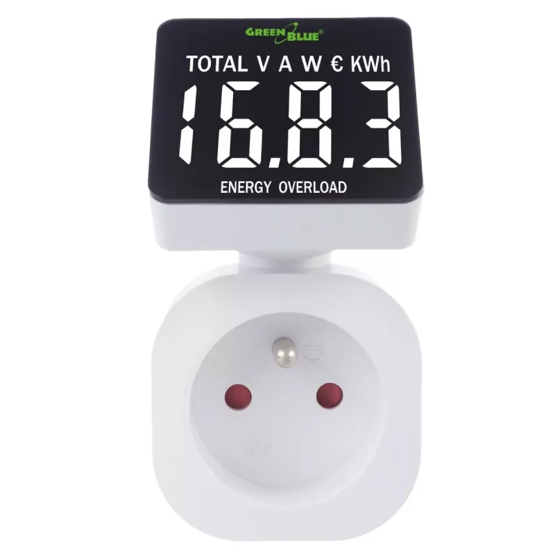 Energiavattmeeter GreenBlue GB620E 220V vooluvõrku, max 16A, pistikühendusega võimsuse/energia monitor