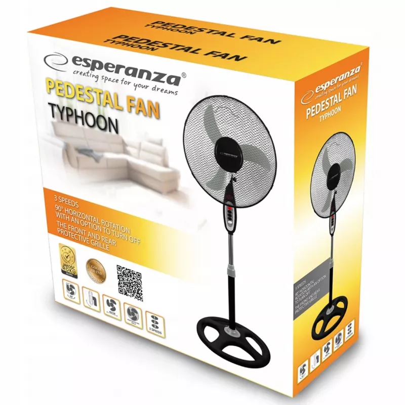 Esperanza EHF002KE, 16 '' seisventilaator, must ja hall