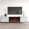 TV-kapp cama meble LUXE 1826×345×375 mm valge läikiv sisseehitatud musta elektrikaminaga (1400–1600 W)