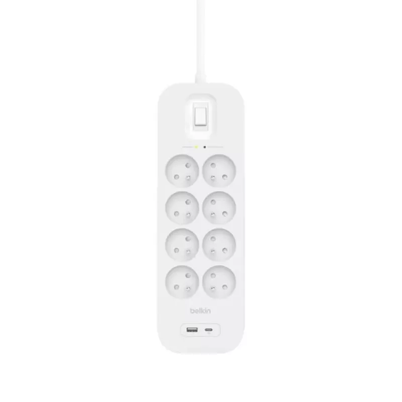 Liigpingekaitse Belkin SRB003CA2M 8 vahelduvvoolupistikut 900 J valge 2 m