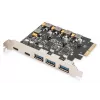 PCIe kaart Digitus 2x USB-C 3x USB A
