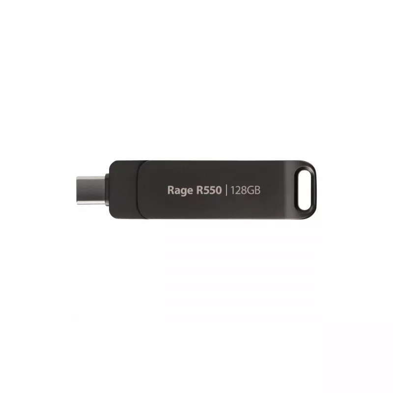USB-mälupulk PATRIOT RAGE R550 128 GB USB 3.2 (USB-A / USB-C), lugemine 100 MB/s, pööratav, must