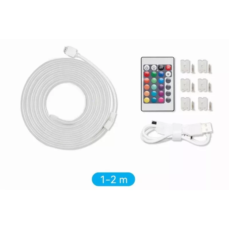 LED-ribavalgusti Vention PAEWH 2 m, USB-toitega 5 V, RGB IR-puldiga, kahepoolse teibiga kinnitatav