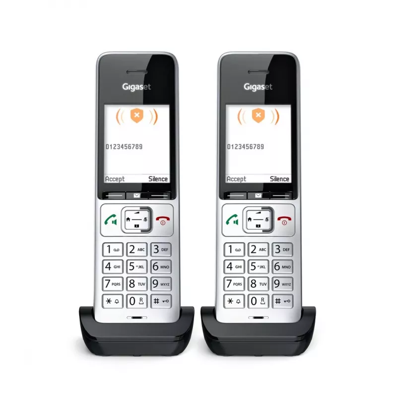 Gigaset COMFORT 500HX duo Analoog/DECT telefon Kõne tuvastus Must, Hõbedane