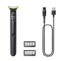 Fooliumhabemenuga ja trimmer Philips OneBlade QP1424/10 — süsimust, akutoide, 30 min tööaeg, habemekammid