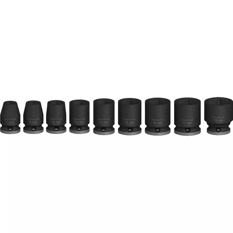 Löökpistikupesade komplekt Bosch 3/8 tolli, 9-osaline, must, standardne