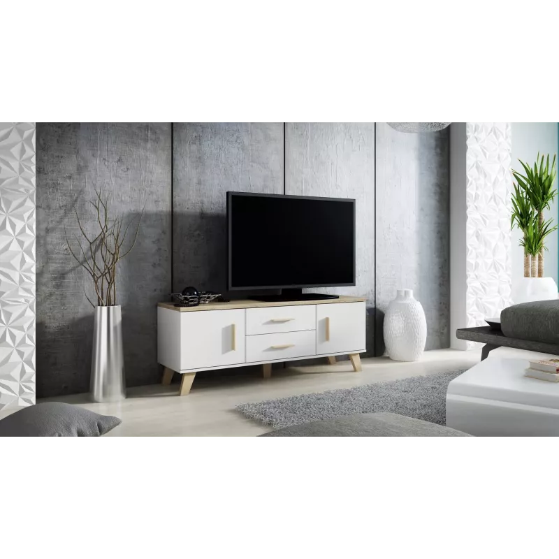 Cama RTV stand LOTTA 140cm Valge + sonoma oak