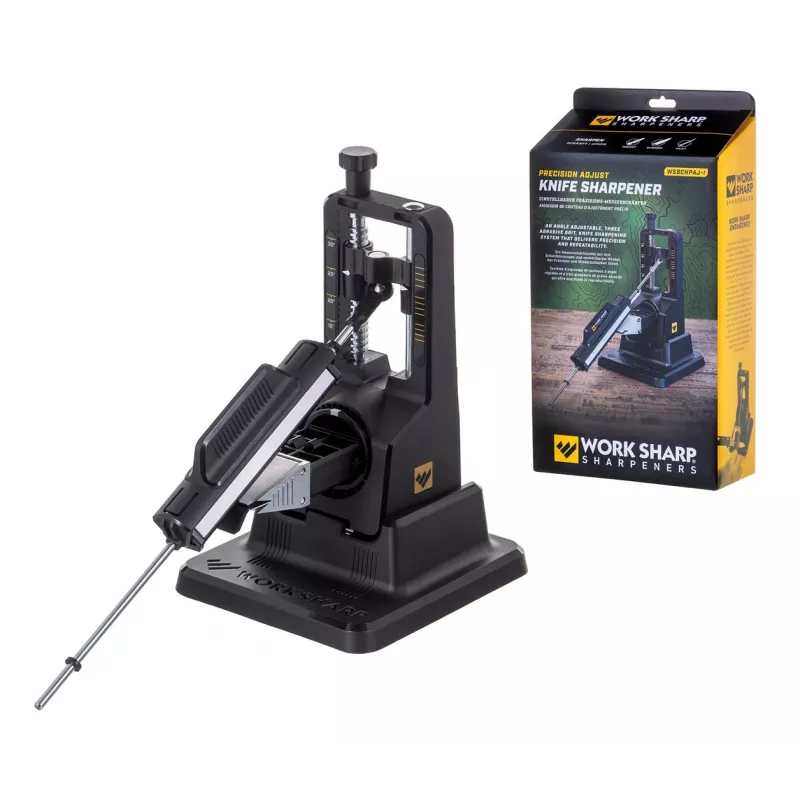 Knife sharpener Work Sharp Precision Adjust 09DX164 adjustable angle with ceramic honing rod, diamond plates, Must, 243.8×165.1×143.3 mm