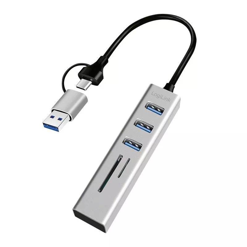 USB 3.0 jaotur USB-A, SD/microSD pesa, 2in1
