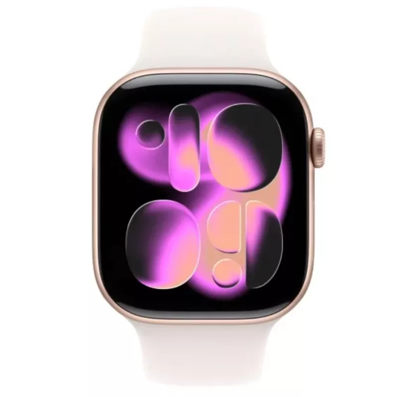 Apple Watch Series 11 GPS 46mm roosakuldne alumiiniumkorpus heleroosa sportrihmaga S/M