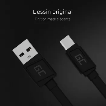 USB A – USB C kaabel roheline Cell KABGC03 — 0,25 m, must, 480 Mbit/s