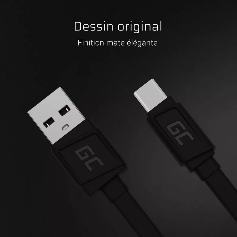USB A – USB C kaabel roheline Cell KABGC03 — 0,25 m, must, 480 Mbit/s