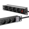 Qoltec alumiiniumist PDU 10'' RACKile | 1U | 16A | 4xPRANTSUSE | 1,8 m