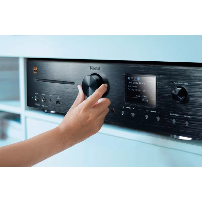 Stereovastuvõtja Magnat MC 400 — 2.0 kanalit, 40 W kanali kohta, CD-mängija, Wi‑Fi, Bluetooth, DAB/FM, Ethernet (must)