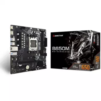 Emaplaat BIOSTAR B650MT Micro ATX, AMD B650, Socket AM5, DDR5, 2x DIMM, 96GB, 1x M.2, 4x SATA III, Gigabit LAN