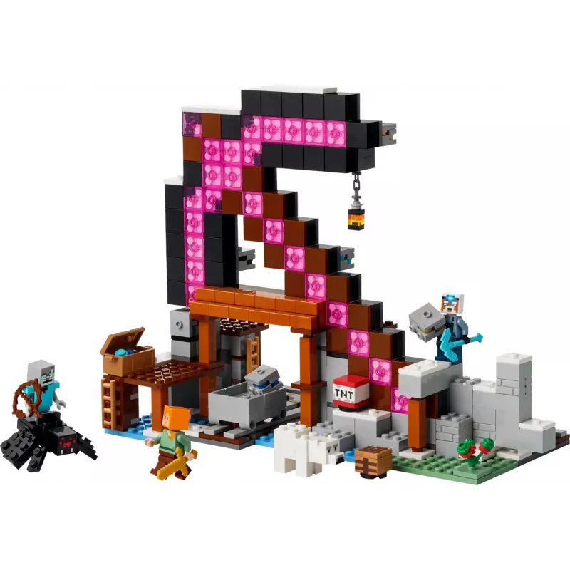 Ehitusmänguasi LEGO Minecraft Kirka kaevandus komplekt 21277 — 530 osa, 3 minifiguuri, vanusele 8+