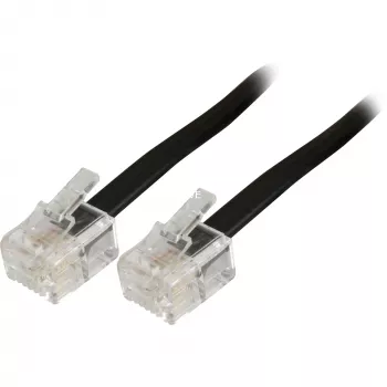 Wentronic Goobay Modularanschlusskabel, Schwarz, 10 m - RJ11/RJ14-Stecker (6P4C) auf RJ11/RJ14-Stecker (6P4C) (50319)