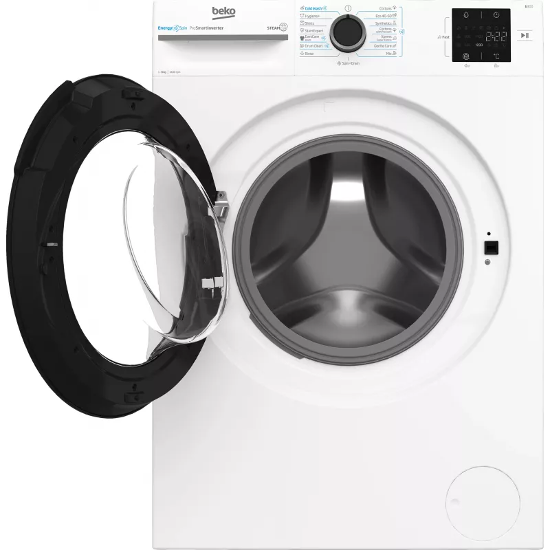 BEKO pesumasin BM3WFSU38413WB, 8 kg, Energiaklass A, 51,8 cm, 1400 p/min, Invertermootor
