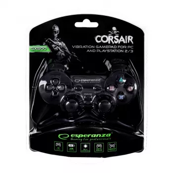 Esperanza EG106 mängukontroller juhtkangiga arvutile, PlayStation 2, PlayStation 3, analoog/digitaalne USB 2.0, must