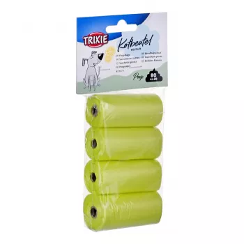 Koerakakatikotid Trixie Lemon Scented M — 20 tk rullis, 4 rulli (80 kotti), kollane plastik