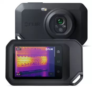 Termokaamera FLIR C8, 320×240 px termoandur, 3,5-tolline LCD-puuteekraan, -20–450 °C, IP54, USB-C, 5 MP nähtava valguse kaamera