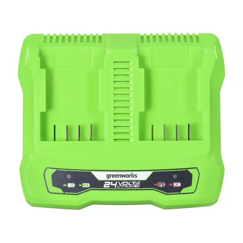 Akulaadija GreenWorks G24X2UC2 kahepesaline 24 V Li-Ion, 4 A, 2-elemendiline, kiirlaadimine