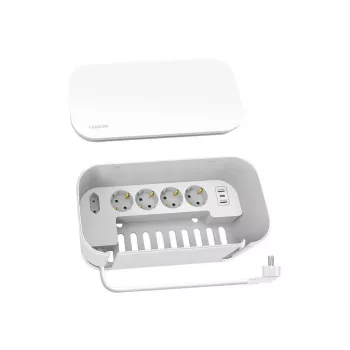 LogiLink pistikupesa riba LPS281U 4 turvapistikut 2 USB-A 1 USB-C valge