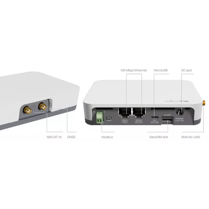 Võrgulüüs/kontroller MikroTik KNOT LR8G — Üheribaline 2,4 GHz, 100 Mbit/s Ethernet, QCA9531 650 MHz, RS-485, NanoSIM