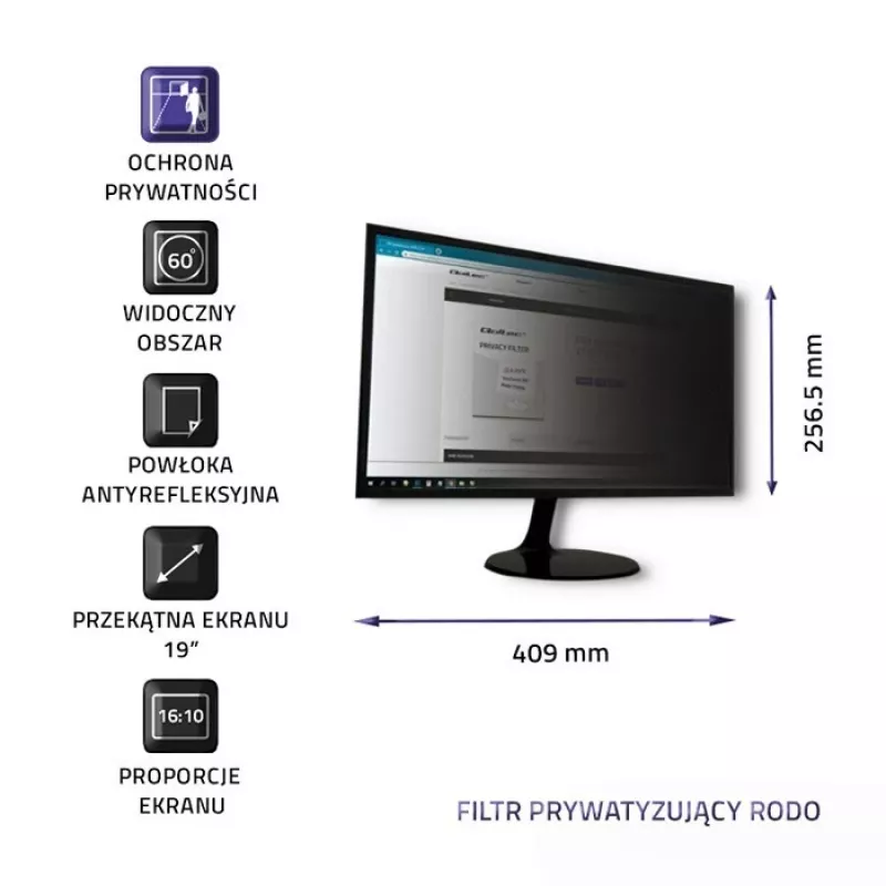 Qoltec 51054 privaatsusfilter 48,3 cm (19) sülearvutile
