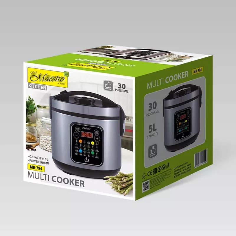 Maestro MR-794 multikeetja 5 L 900 W Must, satiinroostevaba