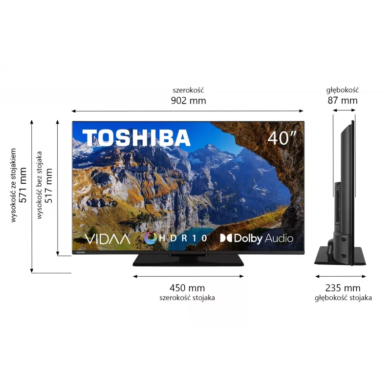 Toshiba 40LV3563DG TV 101,6 cm (40 tolli) Full HD nutiteler must 250 cd/m²