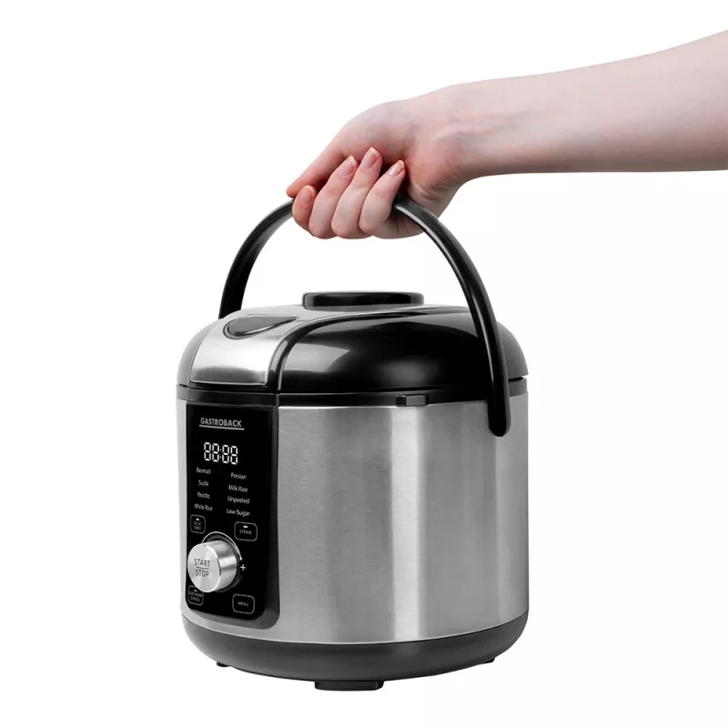 Riisikeetja GASTROBACK Rice Control Low Carb & Steam, 3 L, 450 W, must/roostevaba teras