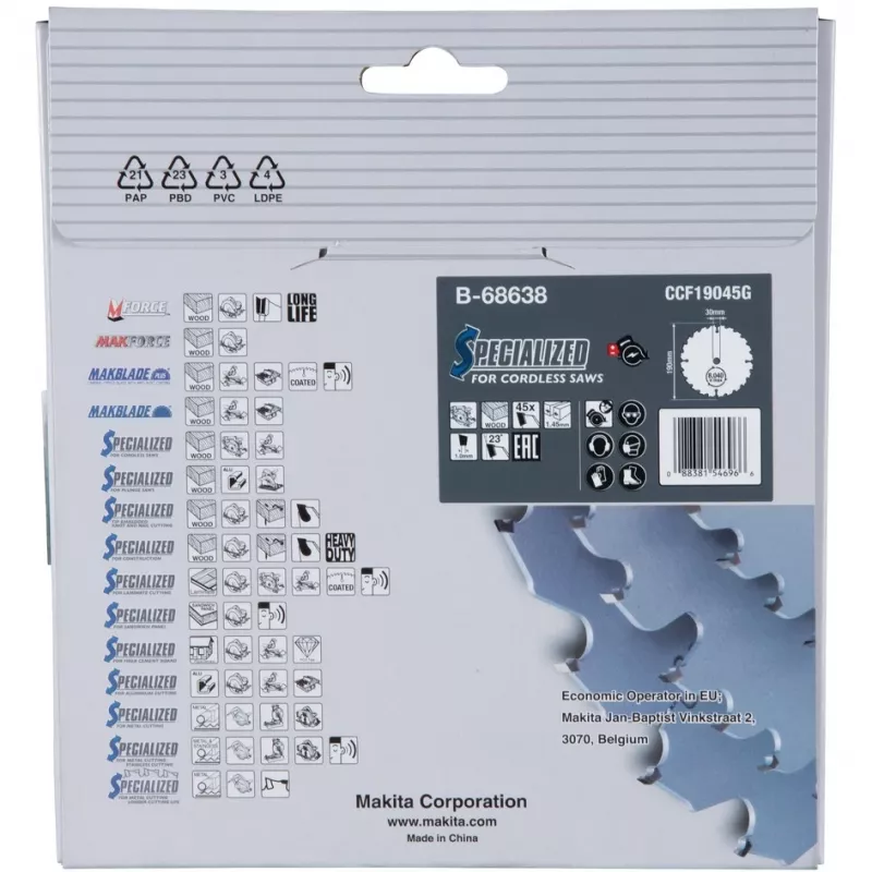 Makita Efficut - ketassaeleht - puidule, metallile - 190 mm - 45 hammast (B-68638)