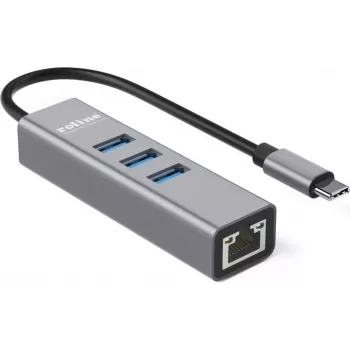ROLINE USB Type C - Gigabit Ethernet Converter+ Hub 3x - digitaalne/andmed (12.02.1127)
