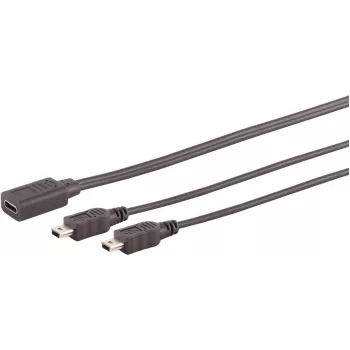 USB-kaabel S/CONN 13-20022 USB 2.0 0,3 m USB C 2x Mini-USB B Must