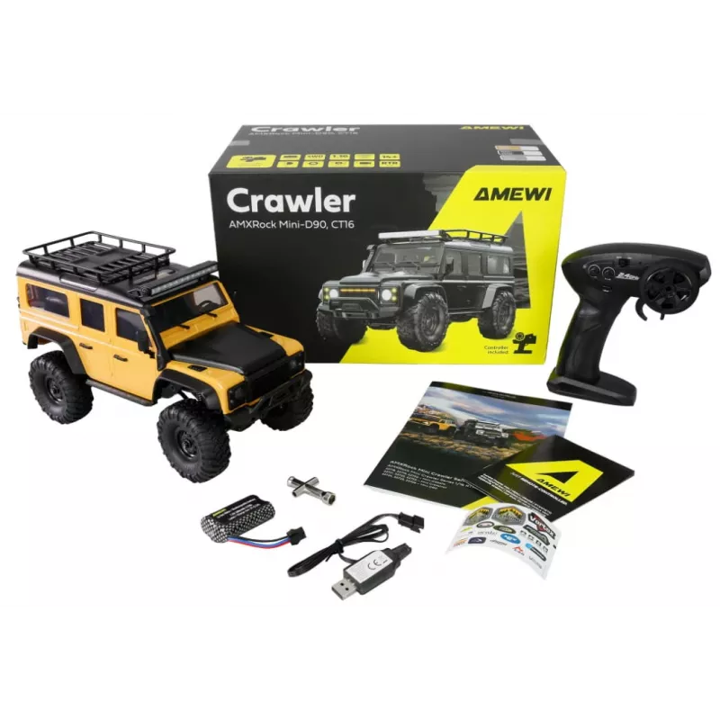 RC roomik Amewi Mini‑D90 4WD 1:16 RTR kaugjuhitav maastikusõiduk, 4‑rattavedu, mõõtkava 1:16