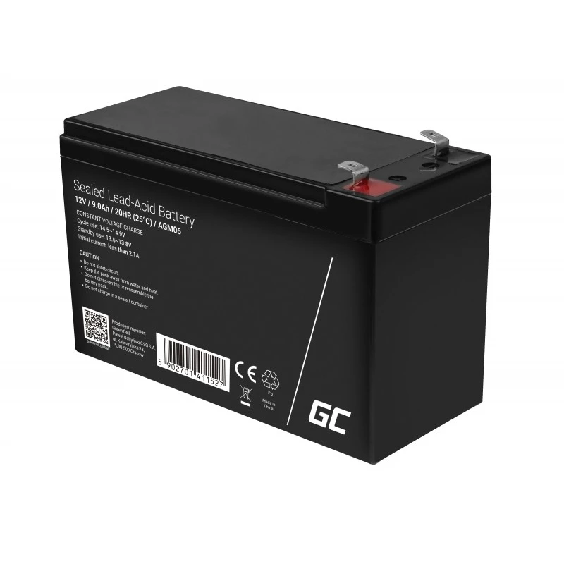 UPS aku roheline Cell AGM06 — 12 V 9 Ah suletud pliiaku (VRLA) 95 × 151 × 65 mm, 2,3 kg
