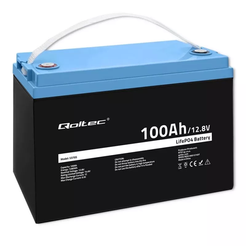 Qoltec 53705 Liitium-raudfosfaataku 100 Ah 12,8 V