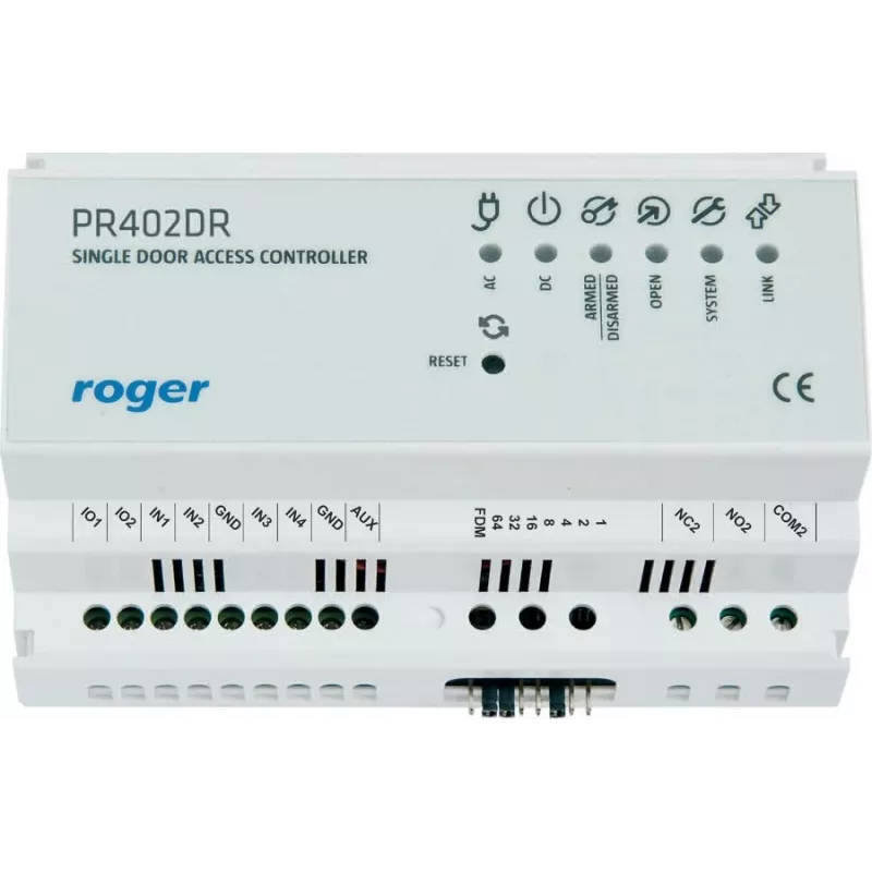 Ligipääsukontroller RoGer PR402DR 9050 — ukse ligipääsu juhtseade täiustatud turvafunktsioonidega