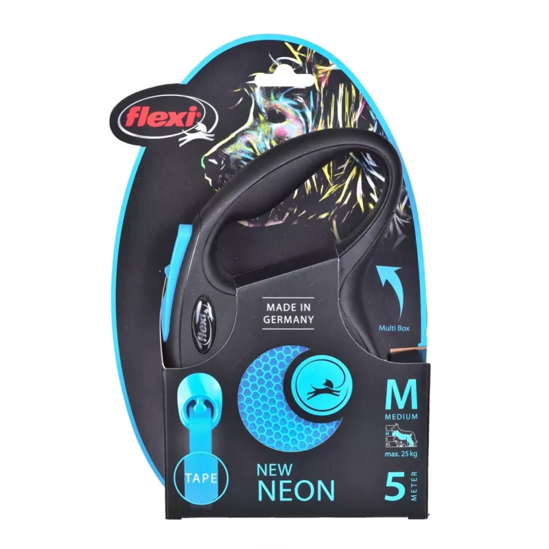 FLEXI New Neon M - sissetõmmatav jalutusrihm - 5 m