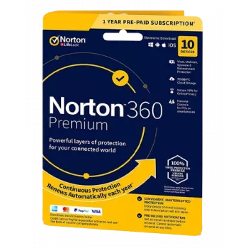 Norton 360 Premium | 10 seadet | 1 aasta | 75 GB pilvesalvestus | EL | MITTE TELLIMUS |