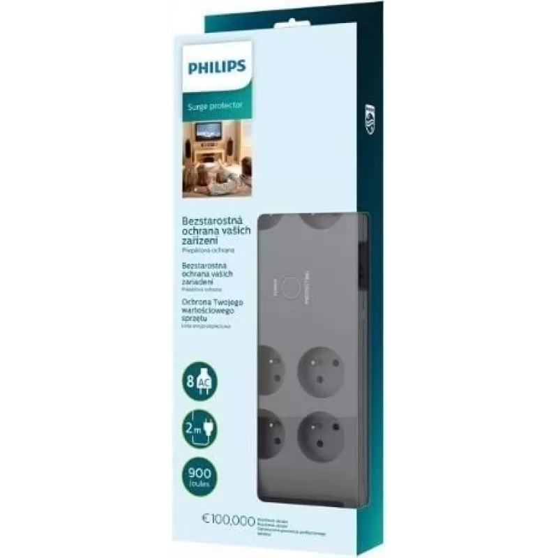 Liigpingekaitse Philips SPN3180A/60 — 8 pistikupesa, 2,0 m kaabel