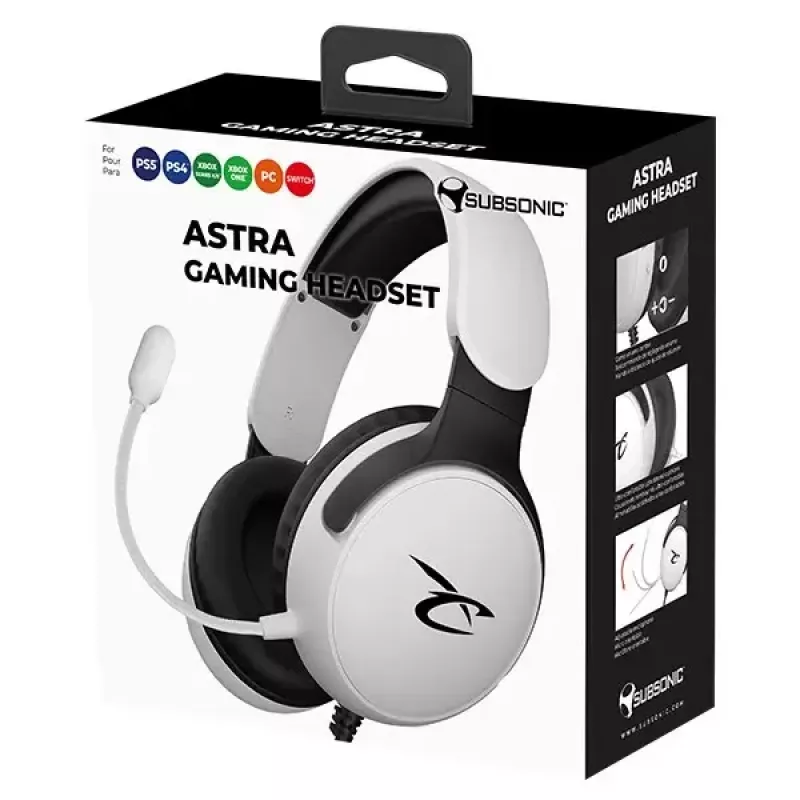 Peakomplekt Subsonic Astra Gaming valge/must SA5683-1